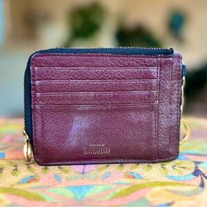 Kate Spade Saturday 100% Leather Wallet Maroon/Burgundy & Black w/ Gold Hardware